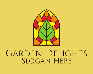 Stained Glass Leaf Eco logo design