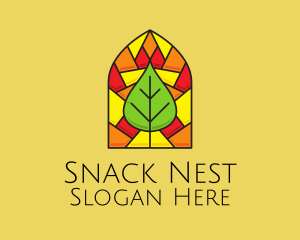 Stained Glass Leaf Eco logo design