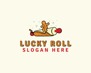 Gingerbread Rolling Pin Baker logo design