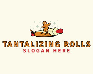 Gingerbread Rolling Pin Baker logo design