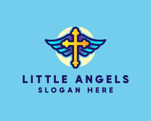 Religious Cross Wings logo design