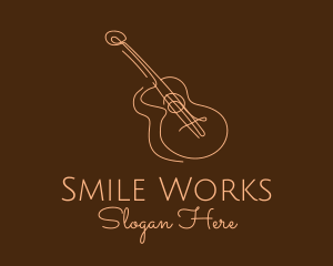 Line Art Brown Guitar  logo design