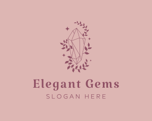 Elegant Feminine Gem Leaves logo design