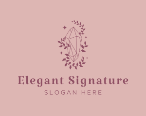 Elegant Feminine Gem Leaves logo design