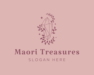 Elegant Feminine Gem Leaves logo design