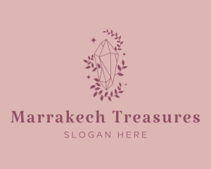 Elegant Feminine Gem Leaves logo design