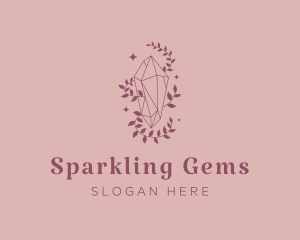 Elegant Feminine Gem Leaves logo design