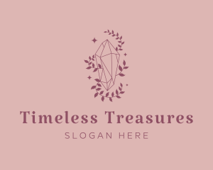 Elegant Feminine Gem Leaves logo design