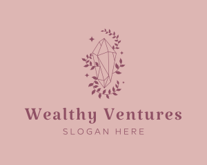 Elegant Feminine Gem Leaves logo design