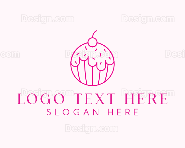 Cherry Cupcake Dessert Logo