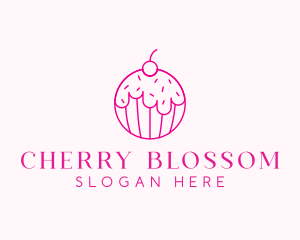 Cherry Cupcake Dessert logo design