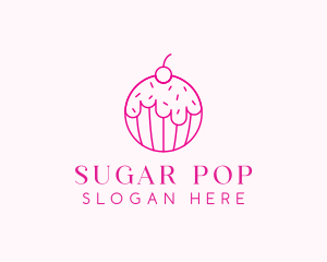 Cherry Cupcake Dessert logo design