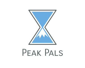 Mountain Peak Hourglass Time logo design