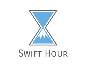 Mountain Peak Hourglass Time logo design