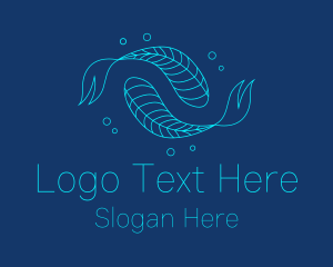 Blue Pisces Fish Swimming  Logo