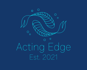 Blue Pisces Fish Swimming  logo design