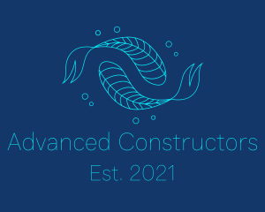 Blue Pisces Fish Swimming  logo design