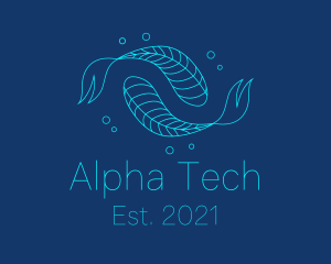 Blue Pisces Fish Swimming  logo design