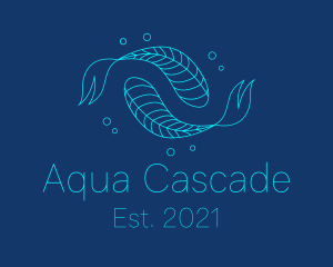 Blue Pisces Fish Swimming  logo design