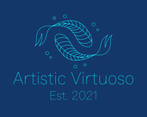 Blue Pisces Fish Swimming  logo design