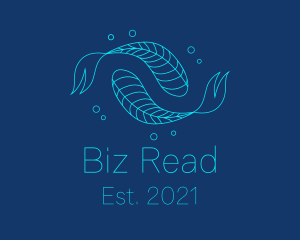 Blue Pisces Fish Swimming  logo design