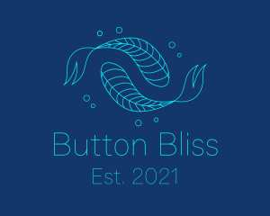 Blue Pisces Fish Swimming  logo design