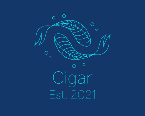 Blue Pisces Fish Swimming  logo design