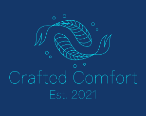 Blue Pisces Fish Swimming  logo design