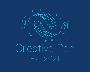 Blue Pisces Fish Swimming  logo design