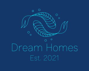 Blue Pisces Fish Swimming  logo