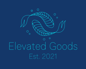 Blue Pisces Fish Swimming  logo design