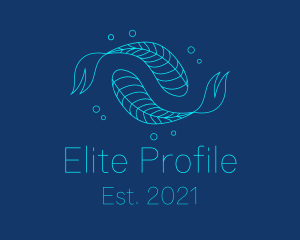 Blue Pisces Fish Swimming  logo design