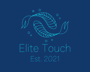 Blue Pisces Fish Swimming  logo design