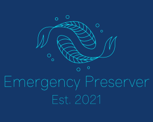 Blue Pisces Fish Swimming  logo design