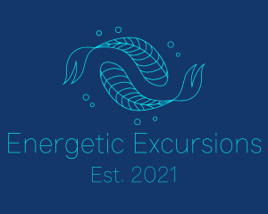 Blue Pisces Fish Swimming  logo design