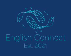 Blue Pisces Fish Swimming  logo design