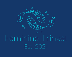 Blue Pisces Fish Swimming  logo design