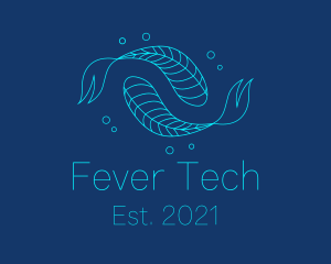 Blue Pisces Fish Swimming  logo design