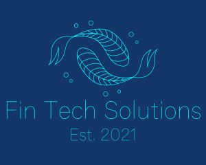 Blue Pisces Fish Swimming  logo design