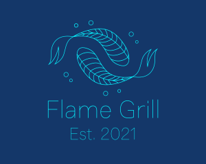 Blue Pisces Fish Swimming  logo design