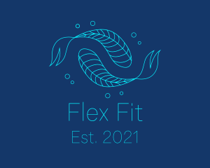 Blue Pisces Fish Swimming  logo design