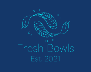 Blue Pisces Fish Swimming  logo design