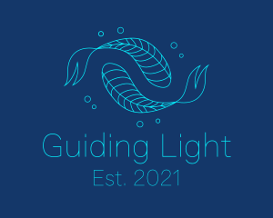 Blue Pisces Fish Swimming  logo design