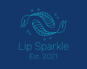 Blue Pisces Fish Swimming  logo design