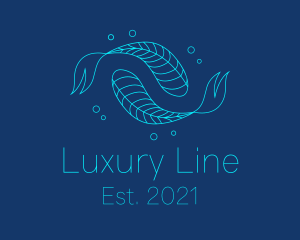 Blue Pisces Fish Swimming  logo design