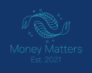 Blue Pisces Fish Swimming  logo design