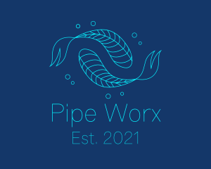 Blue Pisces Fish Swimming  logo design