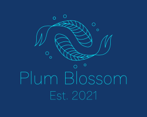 Blue Pisces Fish Swimming  logo design