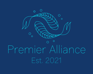 Blue Pisces Fish Swimming  logo design