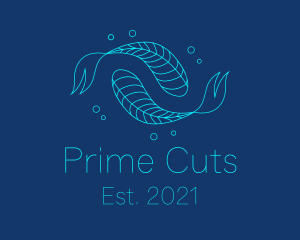 Blue Pisces Fish Swimming  logo design